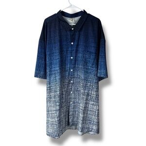 Hardaddy Shirt Mens 7XLB 7XL Big Blue AOP Graphic Print Button Down Short Sleeve